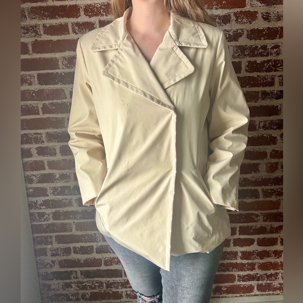 90s Jones New York Butter Yellow Short Trench Coat || tagged: large
